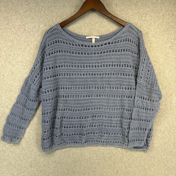 Victoria's Secret Sweaters - Victoria’s Secret Sweater Womens Size Large Blue Cotton Blend Pullover Crochet